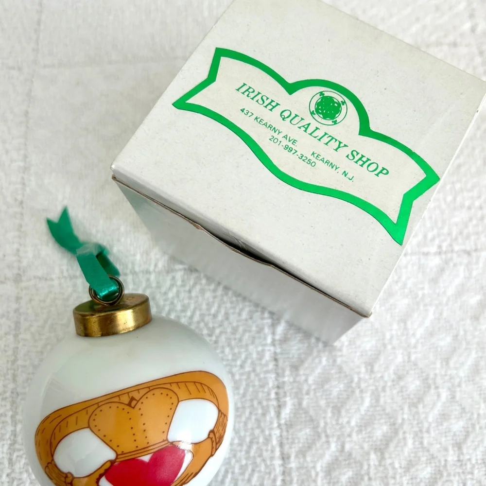 Vintage Irish Claddagh Ceramic Ornament w/ Original Box